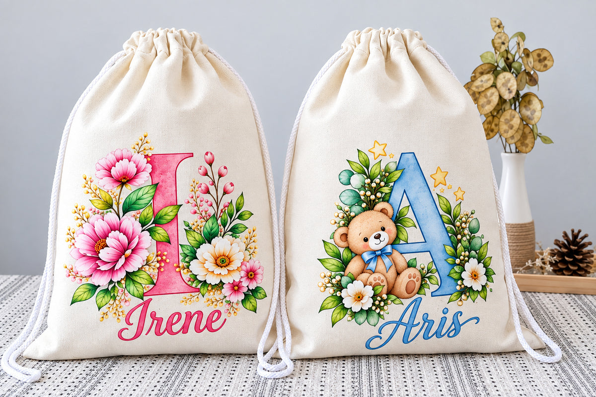 Rucsac din bumbac personalizat cu nume