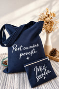 Set sacoșă și portofard - Bleumarin